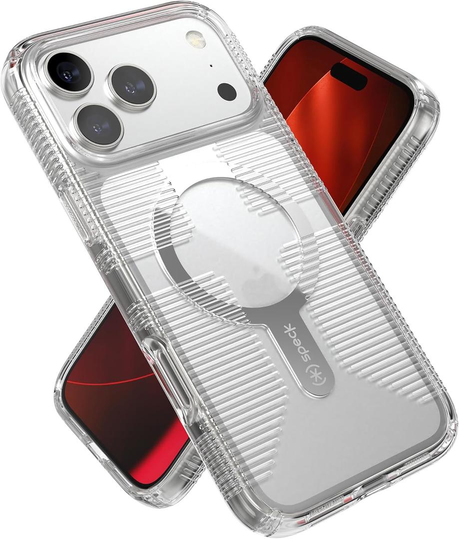 Speck GEMSHELL Grip +MS Case for iPhone 17 Pro Max - Clear/Clear | Slim Protective Grip | Drop Protection | MagSafe Compatible