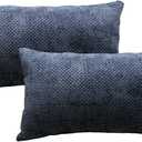 Couch Throw Pillowcases, Chenille Throw Pillow Covers,Set of 2 Decorative Boho Square Cushion Covers for Sofa Bed Living Room Home Decor(Navy Blue 12 * 20")