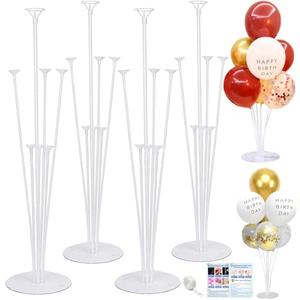 4 Sets Balloon Stand Kits, Balloon Sticks Holder with Base for Table Baby Shower Gender Reveal Graduation Birthday Wedding Anniversary Party Decorations