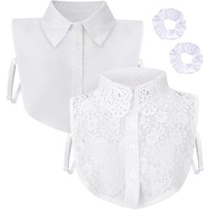 JATEBI 2pcs Fake Collar with 2pcs Scrunchies Detachable Collar (White)