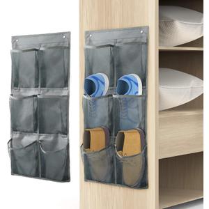Wall Mounted Shoes Rack 2Pack/Can Store 6Pairs of Sneakers,with Sticky Hanging Mounts, Shoes Holder Storage Organizer Shelf,Door Shoe Hangers (SM06-Gray-2)