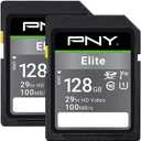 PNY 128GB Elite Class 10 U1 V10 SDXC Flash Memory Card 2-Pack - 100MB/s Read, Class 10, U1, V10, Full HD, UHS-I, Full Size SD