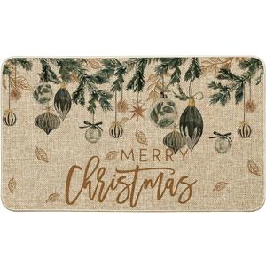 Artoid Mode Xmas Tree Ornament Merry Christmas Doormat, Winter Low-Profile Switch Rug Home Decor Door Mat Floor Mat for Outdoor Indoor 17x29 Inch