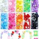 750PCS FIVEIZERO Assorted Acrylic Beads for Bracelet Making, Flower Star Heart Butterfly Candy Gummy Bear Kawaii Aesthetic Cute Beads for Jewelry Making, Keychains, Necklace, Phone Charms, DIY Crafts (10 Colors Bracelet Making Kit)