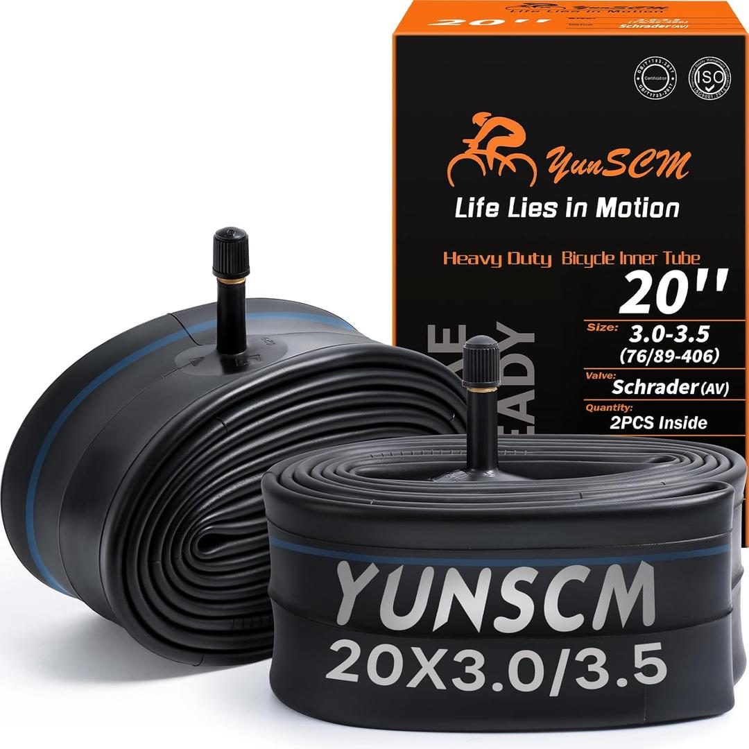 Heavy Duty 20x3.0 E-Bike Tubes 20 x 3 Premium Butyl Compatible with 20x 3.0-3.5 BMX, Road, City, Mountain, Electric Bicycle Fat Tire Tubes Schrader Valve 2-PCS