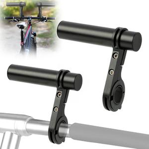 Aluminum Alloy Bike Handlebar Extender, Bike Handlebar Extender with Mounting Clamp Bracket, Super Long Bracket Handlebar Extender Accessories for Bicycle and Motorcycle Handle (2 black)