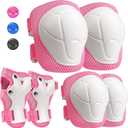 Kids Protective Gear Set, Knee and Elbow Pads with Wrist Guards for Ages 3-8 Year Toddler, 3 in 1 Enhanced Material Protective for Skating Cycling Bike Roller Scooter, Includes Organizer Bag