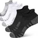 Heyoboy Men's Athletic Cushioned Cotton Socks Anti-blister Wicking Breathable Running Ankle Socks 5 Pairs, Size 9-12