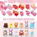 Hanaive 24 Pack Valentine Stuffed Animals Bulk for Kids with Heart Cards Mini Animal Plush Keychain Set Cute Valentines Day Party Favors for Students Exchange Gifts Classroom Game Prize