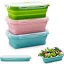 Alimat PluS Silicone Food Storage Containers with Lids, 3 Pack Set 40.5oz(1200ml) Collapsible Meal Prep Lunch Containers, Microwave, Freezer and Dishwasher Safe