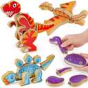 Coogam Dinosaur Snap Together Building Toys, Wooden Take Apart Dinosaur Playset, STEM Montessori Educational Fine Motor Skill Toy Gift for 3 4 5 Years Old Kids