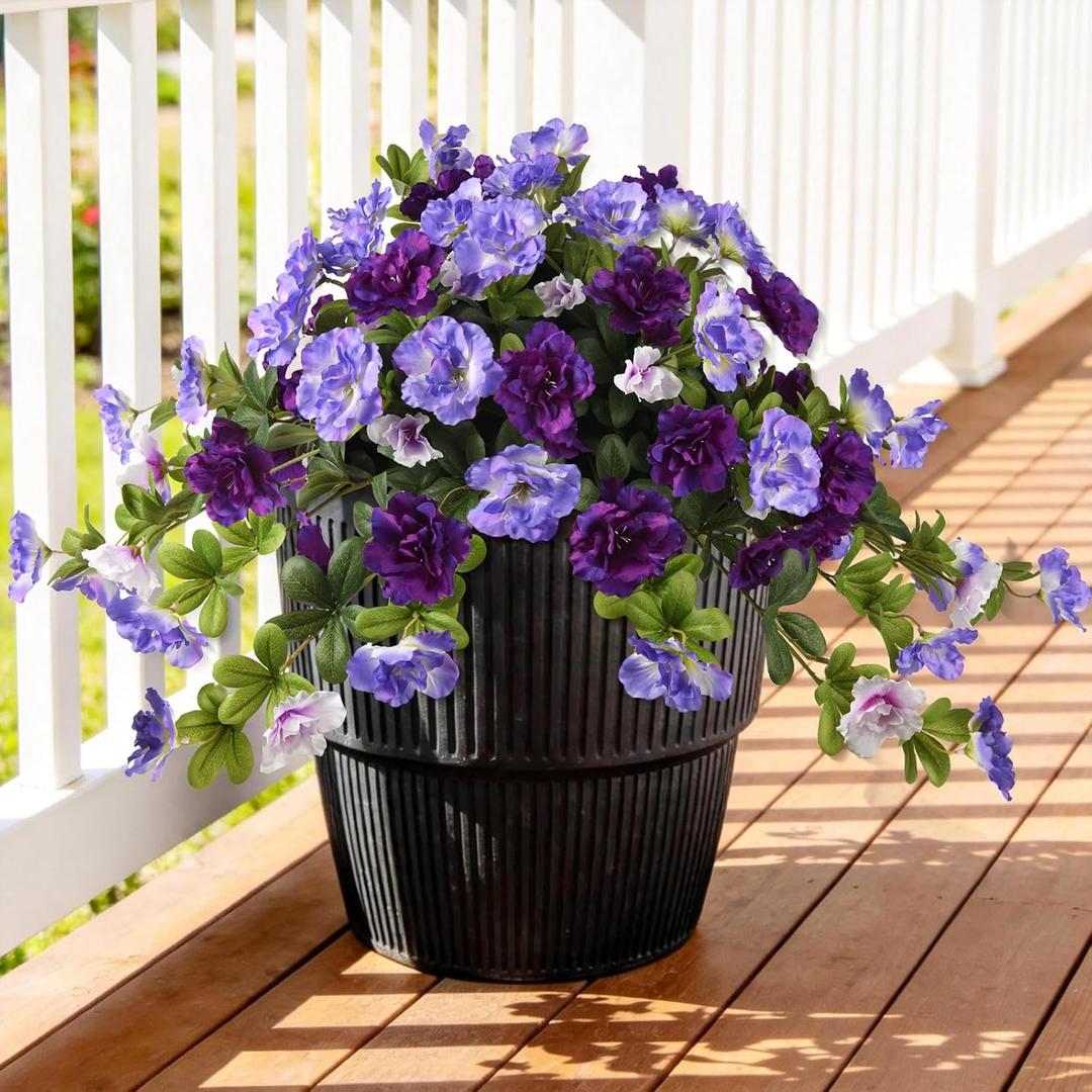 Homsunny Artificial Fake Flowers for Outdoor, 2PCS Realistic Fake Outdoor Flowers Plants, UV Resistant Silk Faux Flower for Outside Front Door Porch Planters Patio Yard Garden Window