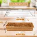 2 Set Wicker Bread Basket for Serving with Acrylic Lid Cover Imitation Rattan Bread Basket Woven for Fruit Summer Picnic BBQ Pool Party Outdoor Housewarming Gift(17.72" X 13.78")