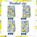 24 pcs Capri Lemon Print Party Favor Bags Kraft Paper Gift Bags, Blue Tiles Yellow Lemon Goodie Candy Bags Kraft Treat Paper Bags with Stickers for Spring Summer Birthday Wedding Party Supplies
