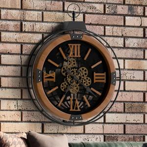 Driini 24 Inch Large Rustic Farmhouse Gear Clock with Moving Gears  Vintage Oversized Wall Clock with Iron Frame  Giant Industrial Steampunk Wall Clock for Living Room Dcor (Walnut) Driini 24 Inch Large Rustic Farmhouse Gear Clock with Moving Gears  Vintage Oversized Wall Clock with Iron Frame  Giant Industrial Steampunk Wall Clock for Living Room Dcor (Walnut)