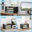 Marbrasse 3-Tier Wood Desk Organizer, Paper Letter Tray Organizer for Desk, Wooden Desktop File Organizer with Handle and Paper Sorter Mail Holder for Office School & Home Supplies Organization-Black