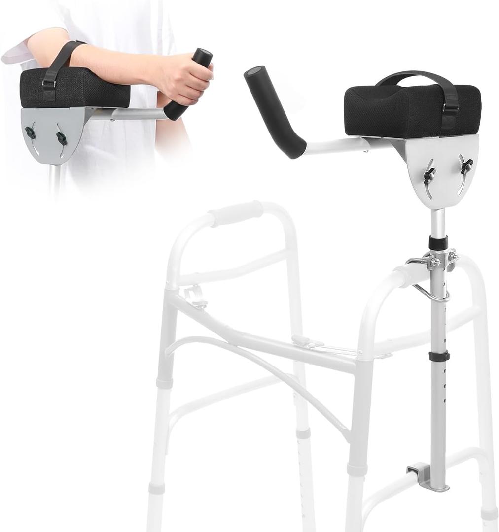 1 pcs Walker Platform Attachment with Adjustable Padded Cuff - Walker Platform Accessory to Preventing The Bracket from Sliding Down - U-Shaped Clamp Design Compatible with Most Walkers on The Market