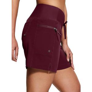 Women's 5"/9" High Waisted Swim Board Shorts Quick Dry UPF 50+ Womens Swim Trunk Bottoms with Liner Zipper Pockets (2XL)