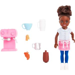 Pack Of 2 Barbie Chelsea Can Be Playset, Brunette Barista Small Doll with Removable Outfit & 7 Career Accessories Including Coffee Maker (Multicolor)