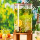 2.1 Gallon Large Glass Drink dispenser, With Wood Stand Steel Spigot