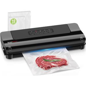 Bonsenkitchen Vacuum Sealer Machine Multi-Functional Food Sealer with 10 Vacuum Bags, Fast-Compact Design, External Vacuum System & Accessory Tube for Freshness Preservation, Black