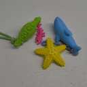 4 Pack Floating Dog Toys for Aggressive Chewers Summer Interactive Fetch Games Natural Teeth Cleaning for Small Medium Dogs Shark Dino Fish Starfish Set