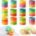 JOHOUSE Rainbow Magic Spring Party Favors for Kids, 12 PCS Colorful Plastic Spring Toy Treasure Box Toys Playdough Bulk Pack for Classroom Prizes Fun Goodie Bags Stuffers for Kids Birthday Present