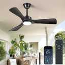 Black Ceiling Fan with Light: 42-Inch Ceiling Fan 3 Blades Low Profile Outdoor - Modern Ceiling Fans with Remote APP Control Quiet Reversible DC Motor for Patio Living Room