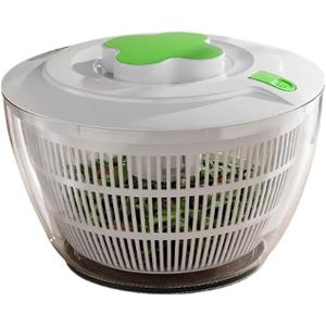 BREZINA Salad Spinner 6.3 QT with Easy Push Handle & Brake  Large Lettuce Dryer & Vegetable Washer, One-Handed Operation, BPA-Free Bowl & Colander for Salad, Fruits & Herbs  White