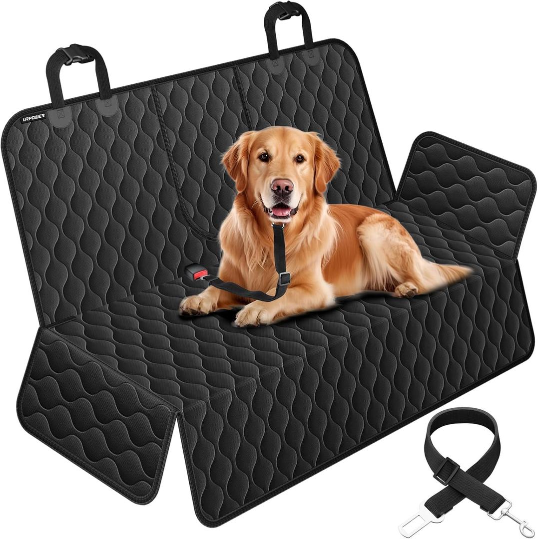 URPOWER Dog Car Seat Cover for Back Seat - Waterproof Car Seat Protector for Child Carseat & Pets, Nonslip Car Seat Covers for Full Size SUVs & Trucks (X-Large (62" x 57"), All Black)