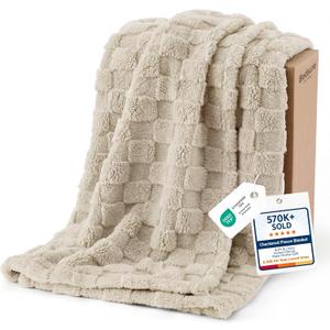 Bedsure GentleSoft Twin Blanket for Bed - Super Soft Cozy Blankets for Kids Girls, Cute Fuzzy Fleece Throws for Bedroom Couch, Neutral, 60x80 Inches (04 Neutral Beige)