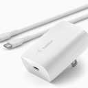 Belkin 30W USB-C Wall Charger with USB-C to C Cable, PPS, PowerDelivery, USB-IF Certified PD 3.0 Fast Charging for iPhone 16, iPad, Samsung Galaxy S25, Google Pixel, Nintendo Switch 2 & More - White (Flat + USB-C to USB-C Cable)