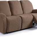 Ruaozz Recliner Sofa Covers Recliner Chair Covers Couch Covers for Reclining Couches with Pockets Washable Furniture Protector with Elastic Bottom (3 Seater, Brown)