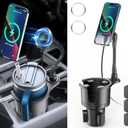 Magnetic Wireless Cup Phone Holder for Magsafe Car Mount Charger 15W Fast Charging Cell Phone Stand Drink Holder with Expandable Base Flexible Gooseneck for iPhone 16 15 14 13 12 Series Most Bottles