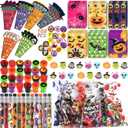 168PCS Halloween Party Favors Stationery Set for Kids, Halloween Goody Bag Fillers Including Pencil, Eraser, Ruler, Notepad, Stamper, Sticker, Stationery Kit for Kids Trick or Treat Prizes Gifts