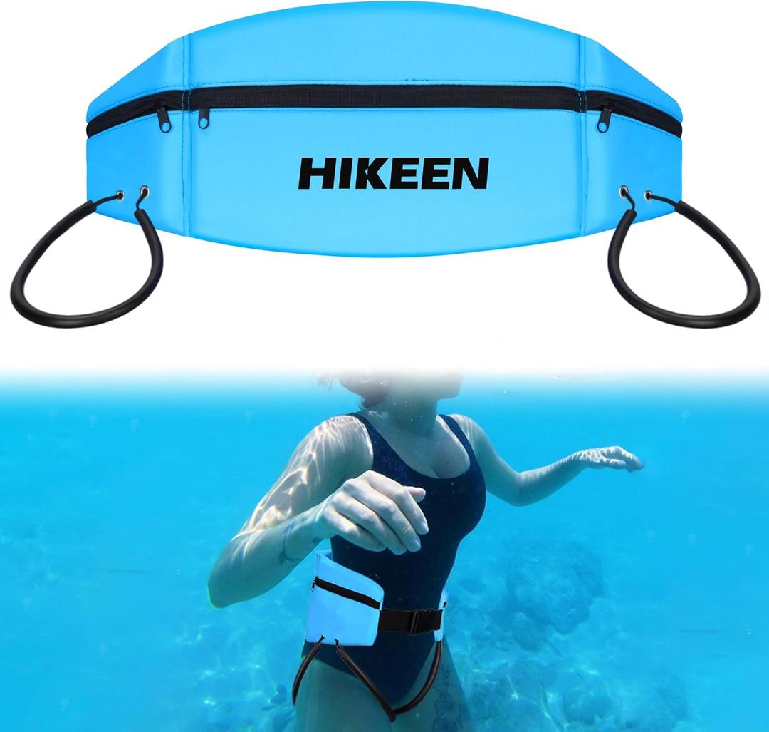 Hikeen Swim Belt for Adults/Kids,Water Aerobics Equipment with Fixing Straps and Zipped Pocket,Adults Pool Exercise Equipment for Pool Exercises and Workouts (Regular Size, Blue)