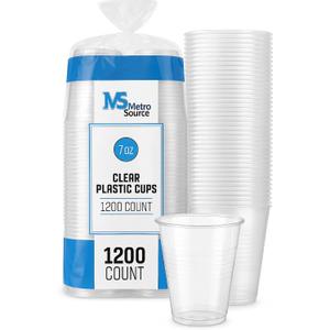 Metro Source 7 oz Clear Plastic Cups  1200 Count | Durable Disposable Drinking Cups for Cold Beverages, Parties, Events & Catering | Crystal Clear Plastic Cups  Strong & Lightweight Bulk Pack