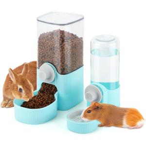 YUEPET Rabbit Food Water Dispenser, Large Capacity Bunny Feeder for Cages Automatic Rabbit Water Dispenser Suitable for Rabbits Ferrets Guinea Pigs Small Animals(Blue)