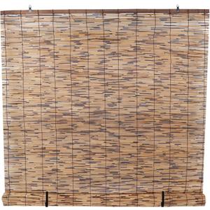 Cordless Reed Blinds, 48" W x 72" L Bamboo Roll Up Shade, Privacy Screen Waterproof Roller Shades for Porch, Bamboo Windows Curtain for Indoor, Patio