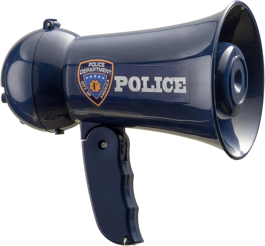 Dress Up America Pretend Play Officer's Megaphone with Siren Sound for Kids  Role Play Kids Bullhorn with Siren Sound and Handheld Mic Toy (Navy)