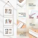 8x10 Hanging Picture Frames with 6 Openings 4x6 Pictures, HD Real Glass 8x10 Wall Hanging Collage frames with Mat, Hemp Rope Multiple Photo Frames for Wall Decor (White, 1 Pack)
