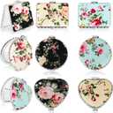 Blulu 9 Pcs Vintage Floral Compact Mirror for Purse Bulk Small Folding Pocket Mirror Portable for Women Makeup Beauty Gifts, Round Square Heart(Silver,Peony Pattern)
