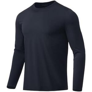 Men's Long Sleeve Shirts Moisture Wicking UPF 50+ Sun Protection Athletic T-Shirts for Fishing Workout Swim Gym, L