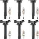 HQPASFY Ignition Coil UF267 Pack & Iridium Spark Plug Set of 6 Compatible with Toyota Avalon Camry Highlander Sienna Solara, Lexus RX300 ES330 RX400h Replace# GN10536, 5C1193