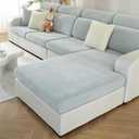 Chaise Cushion Cover for Sectional Sofa, Softer Chenille Sofa Cover for L Shaped Couch (Left or Right Facing), Stretch Chaise Couch Slipcover (Only 1 Piece, Light Grey)