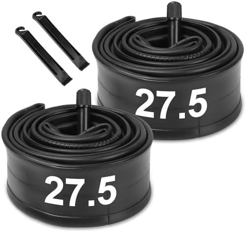 Hycline 2-Pack Bike Inner Tube: 20/24/26/27.5/29 x1.75-2.125 Inch Bicycle Inner Tubes AV 32mm Schrader Valve, Premium Butyl Rubber Puncture Resistant Replacement Tubes with 2 Tire Levers