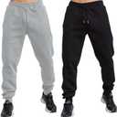 TUVEKE Fleece Jogger Sweatpants for Men with Pockets Bottom Athletic Sweat Pants Workout Running Casual Gym Size Small to 3XL (Large, Black&Grey)