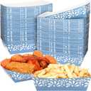 Zhehao 100 Pcs Cielito Lindo Party Decoration Supplies Mexican Snack Trays Platos De Barro Terracotta Clay Mexicanos Nacho Popcorn Disposable Trays for Cinco De Mayo Wedding(Blue Flower)