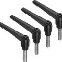 uxcell 4pcs Clamping Lever Handles, M12 x 40mm 304 Stainless Steel Threaded Male Stud, Adjustable Handles Locking Quick Release Ratchet Push Button Bolt Knobs, Black