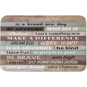 Inspirational Quotes on Rustic Wood Bathroom Rugs 24x16 Inches | Water Absorbent Soft Non-Slip Bath Mat Machine Washable Mats for Showers Laundry Rooms Indoor Doors Decor